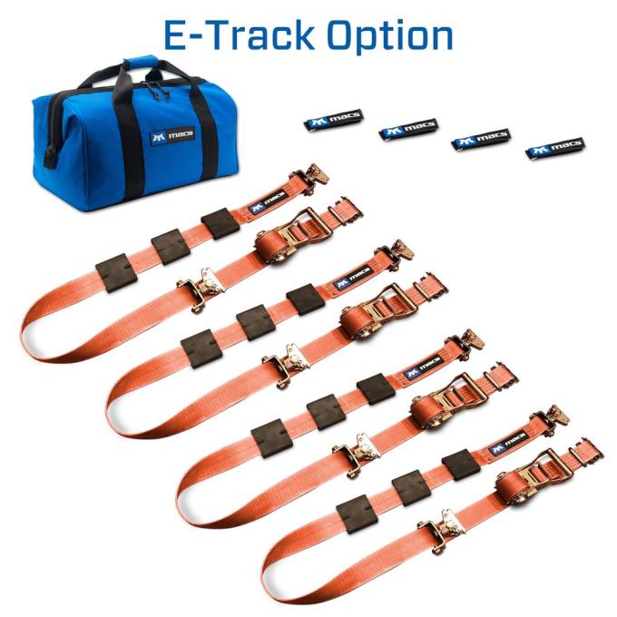 Race Ramps 2 x 10 Tire Block Strap Pack with E-Track Ends - Orange 518002