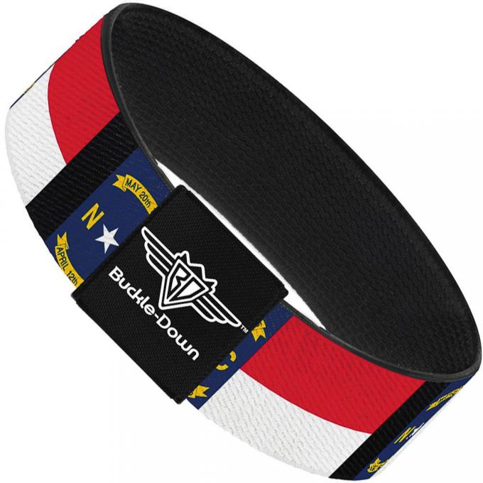 Buckle-Down Elastic Bracelet - North Carolina Flag/Black