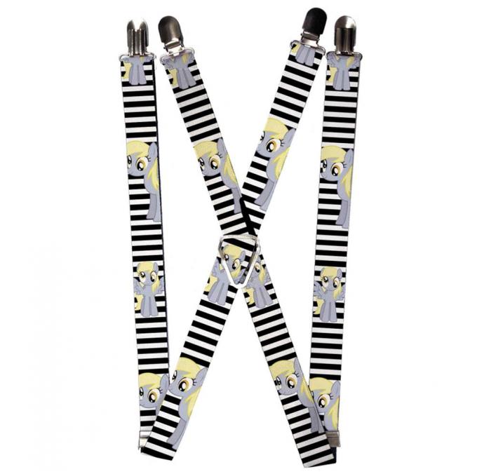 Suspenders - 1.0" - Derpy Poses Stripe White/Black