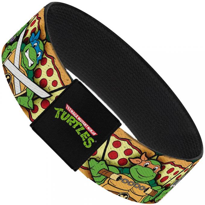 Elastic Bracelet - 1.0" - Classic TMNT Turtle Poses/Pizza Slices