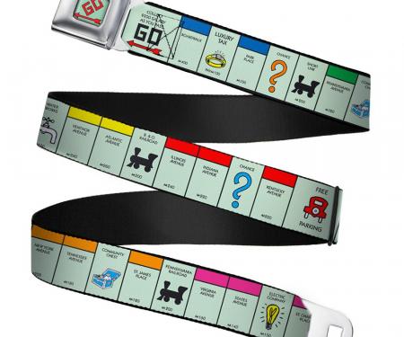 Monopoly GO Space Full Color Seatbelt Belt - American Monopoly Board Game Spaces Webbing