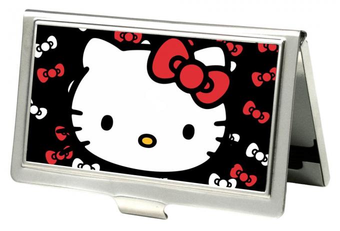 Business Card Holder - SMALL - Hello Kitty CLOSE-UP w/Mini Bows FCG Black/Red/White