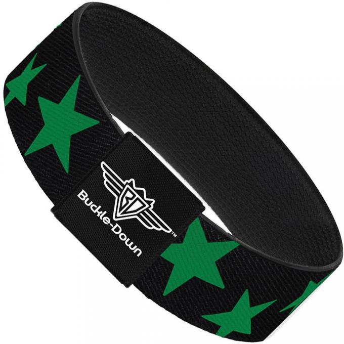 Buckle-Down Elastic Bracelet - Stars Scattered Black/Green