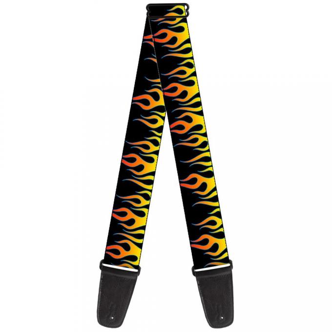 Guitar Strap - Flames Black/Yellow/Orange