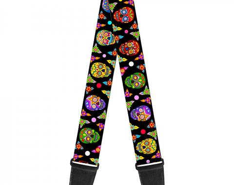 Guitar Strap - Colorful Calaveras Black/Multi Color