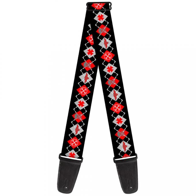 Guitar Strap - BD Argyle Black/Red/Gray