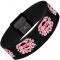 Elastic Bracelet - 1.0" - Super Shield Hibiscus Design Black/Pink