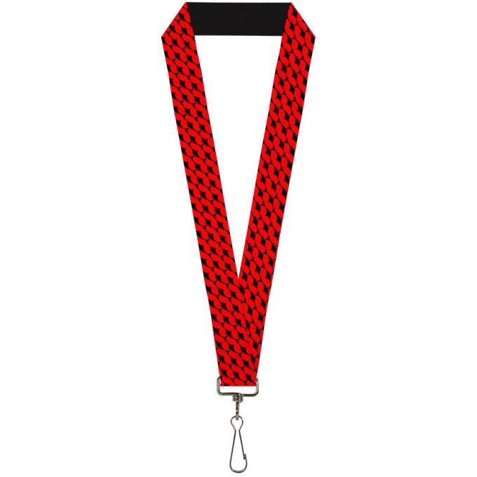Buckle-Down Lanyard - Mustache Monogram Black/Red
