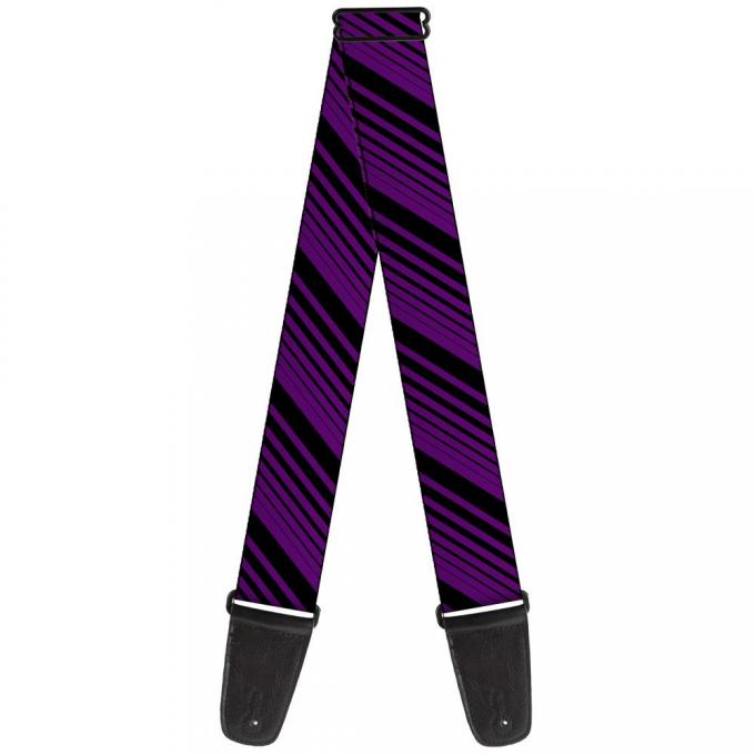 Guitar Strap - Diagonal Stripes Black/Purple