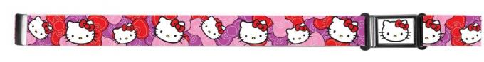 Magnetic Web Belt HKB-Hello Kitty Face Full Color Black - 1.0" - Hello Kitty Pink/Red Bowtie Webbing