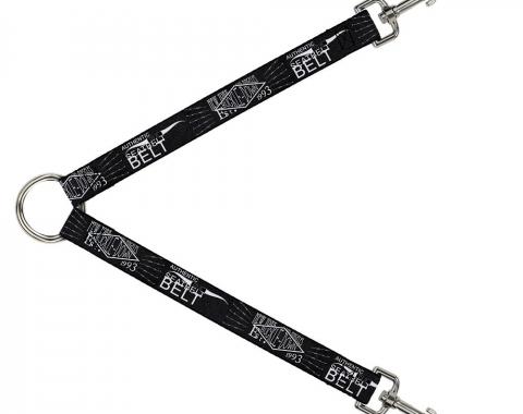 Dog Leash Splitter - BD AUTHENTIC SEATBELT BELT NY-LA Black/White