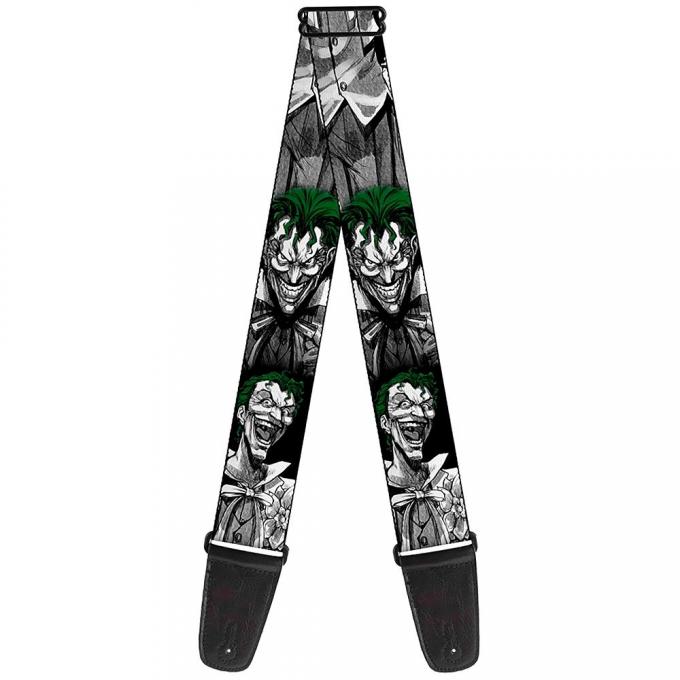 Guitar Strap - Joker Laughing Poses Black/White/Green