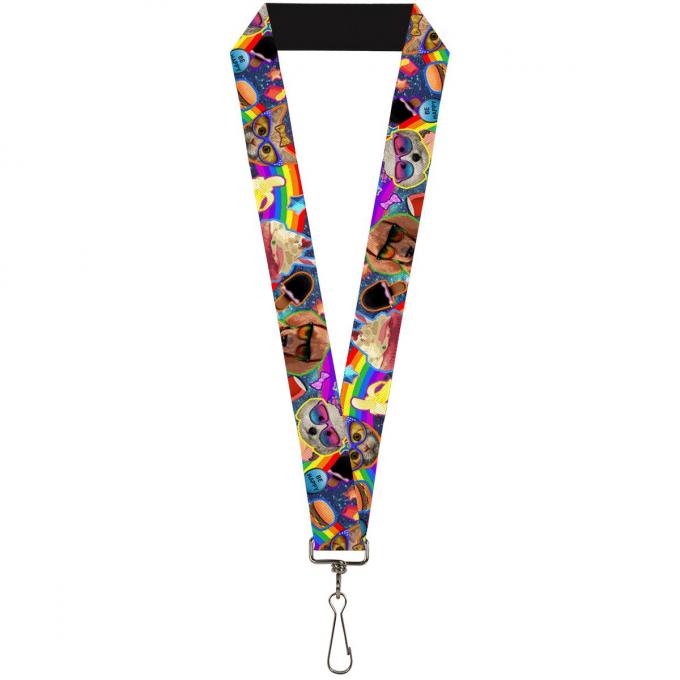Buckle-Down Lanyard - Pets & Snacks Rainbow Collage