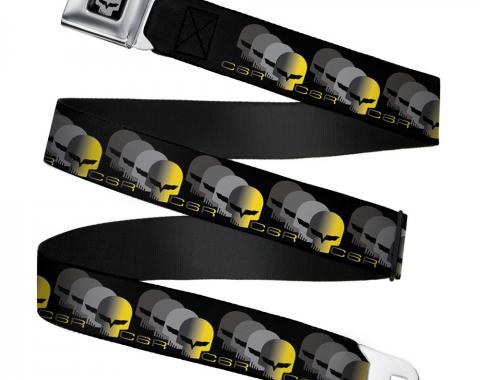 C6R Jake Skull Seatbelt Belt - C6 Racing w/Skull Repeat Black/Yellow/Silver