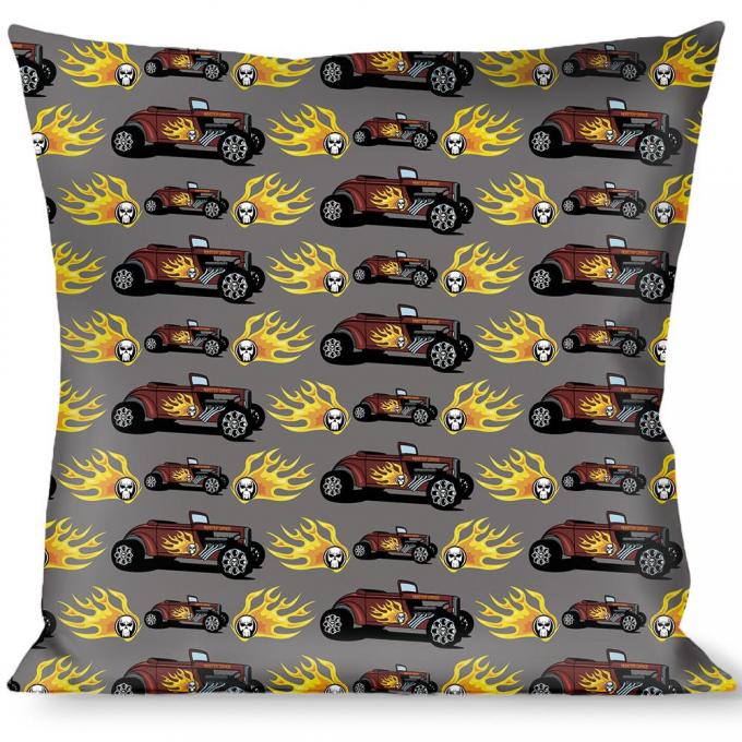 Buckle-Down Throw Pillow - Hot Rod w/Flame Skull