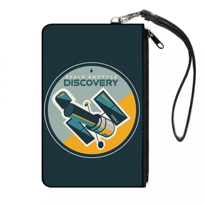 Canvas Zipper Wallet - LARGE - SPACE SHUTTLE DISCOVERY Hubble Telescope2 Blues/Gray/Yellow