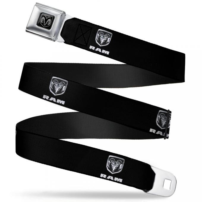 Ram Seatbelt Belt - Ram Black/Silver Logo REPEAT Webbing