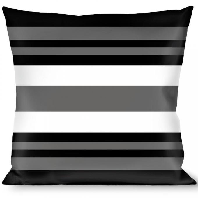 Buckle-Down Throw Pillow - Striped Black/Gray/White