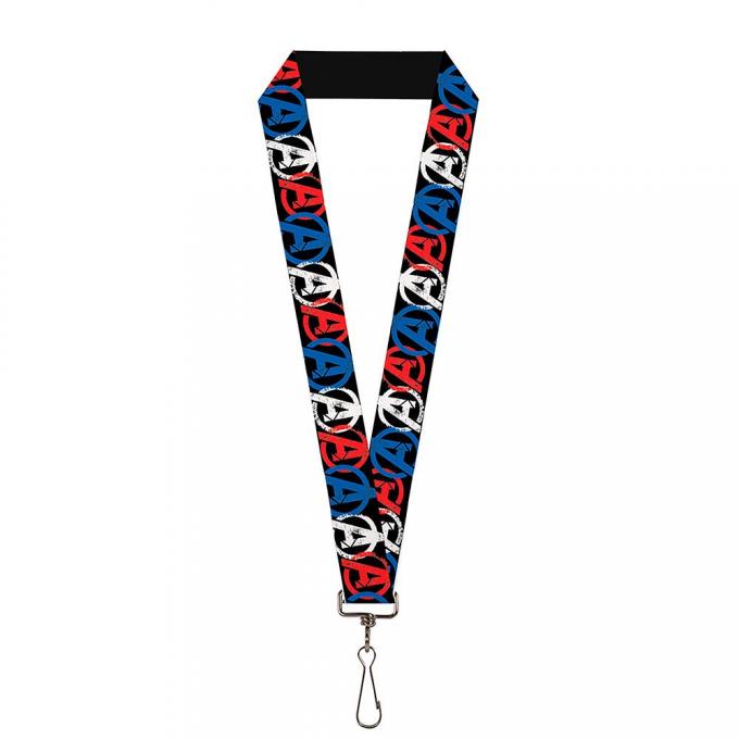 MARVEL AVENGERS 
Lanyard - 1.0" - Avengers "A" Logo Weathered Black/Blue/White/Red