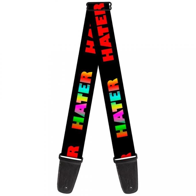 Guitar Strap - HATER Black/Red/Rainbow Fade