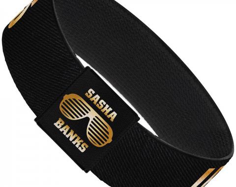 Elastic Bracelet - 1.0" - Sasha Banks LEGIT BOSS Black/Gold