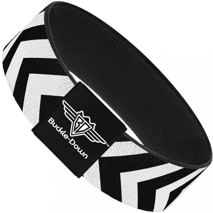 Buckle-Down Elastic Bracelet - Chevron2 White/Black