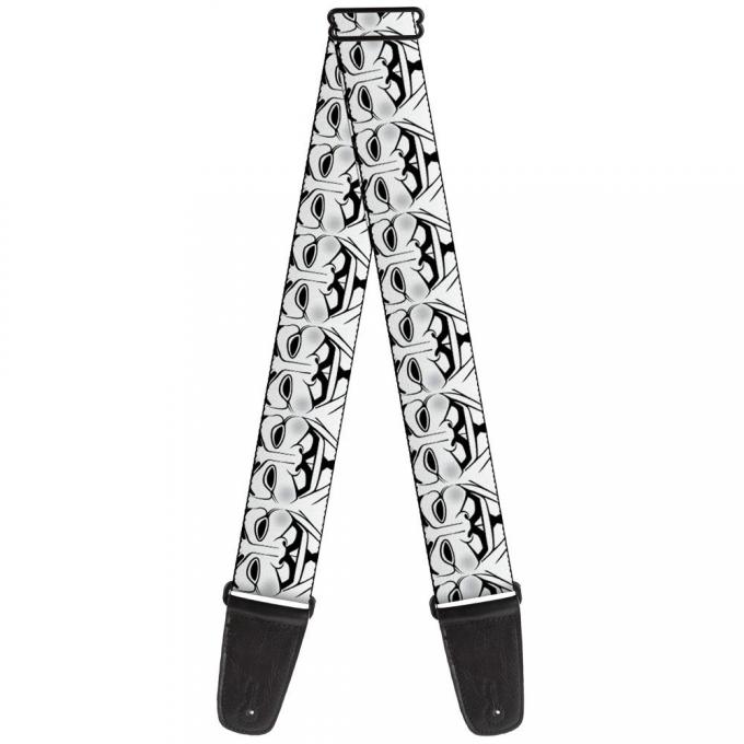 Guitar Strap - Anonymous Face CLOSE-UP Repeat White/Black/Gray