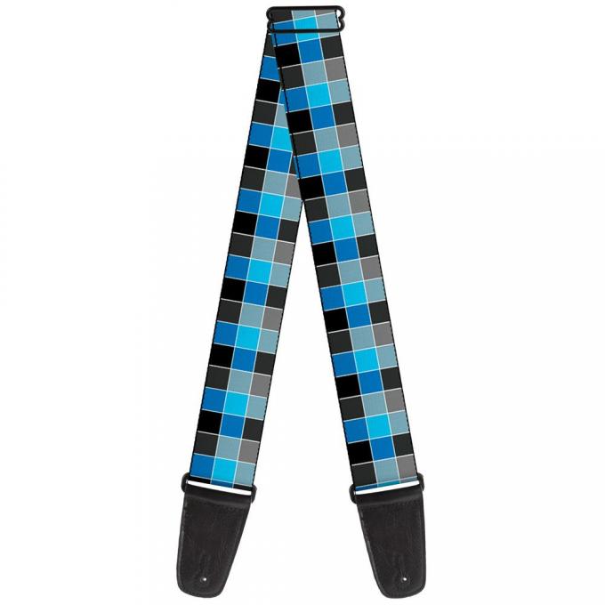 Guitar Strap - Checker Mosaic Blue