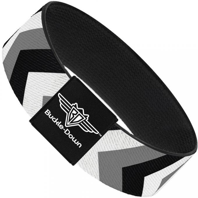 Buckle-Down Elastic Bracelet - Chevron White/Gray/Black