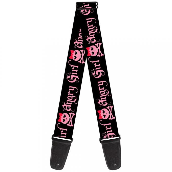 Guitar Strap - Angry Girl Black/Pink