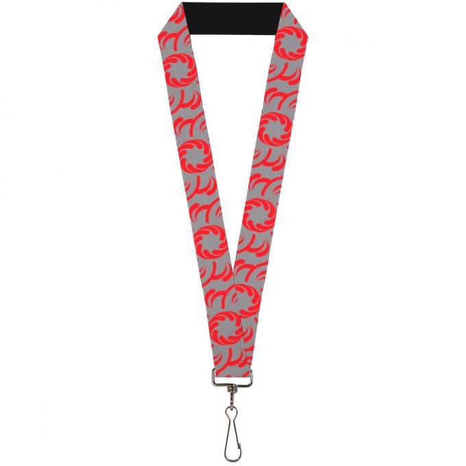 Buckle-Down Lanyard - Floral Pinwheel C/U Gray/Red