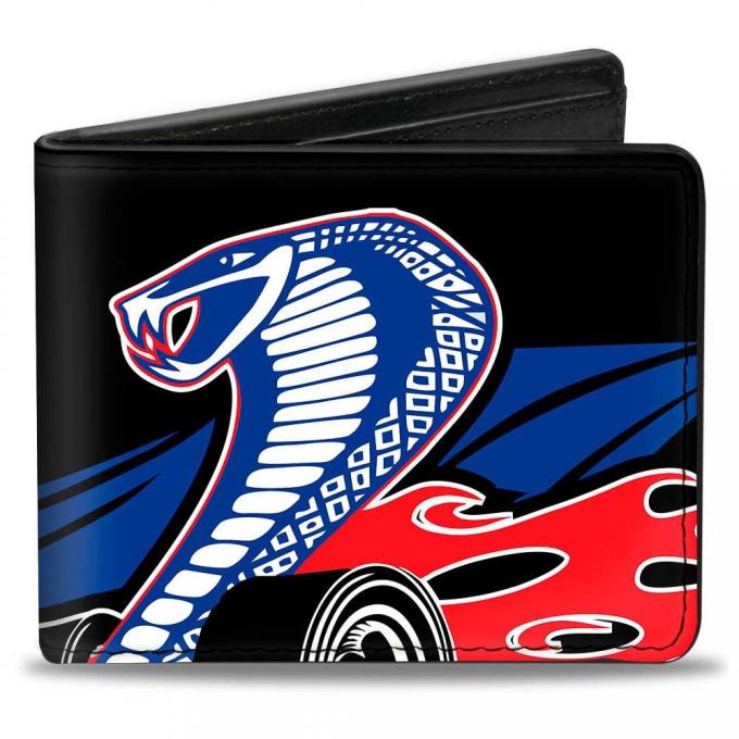 Bi-Fold Wallet - Flaming Cobra Jet Black/Blue/White/Red