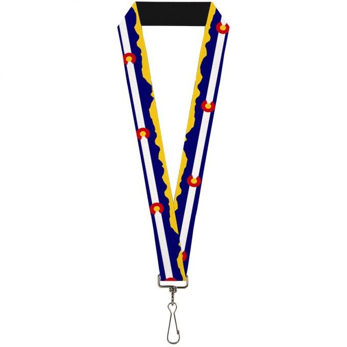 Buckle-Down Lanyard - Colorado Flag/Mountain Silhouette Yellow