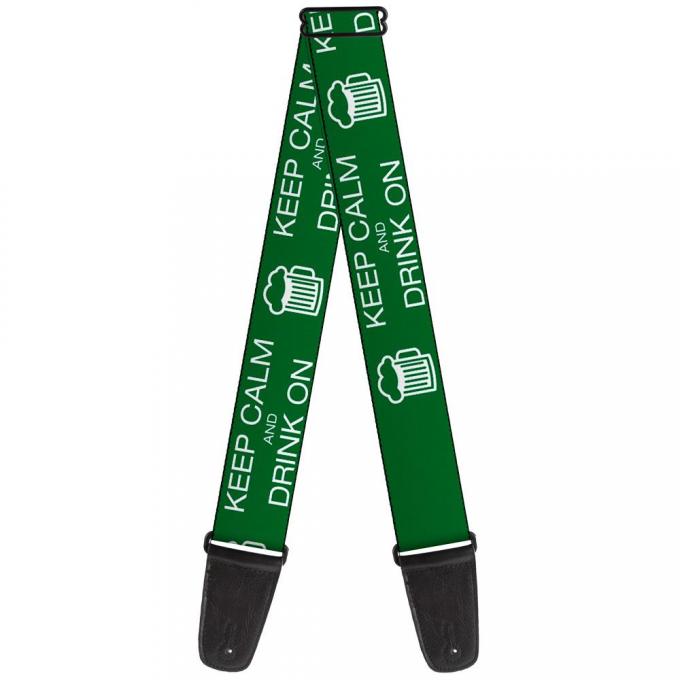 Guitar Strap - KEEP CALM AND DRINK ON/Beer Green/White