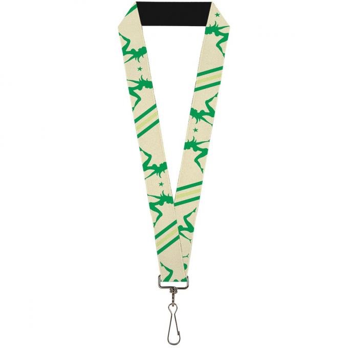 Buckle-Down Lanyard - Mud Flap Girls w/Stripes Tan/Green/Lime Green