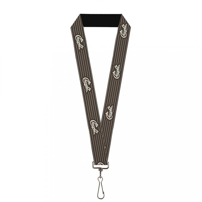 Lanyard - 1.0" - CHEVROLET Heritage Script/Stripe Charcoal/Tan