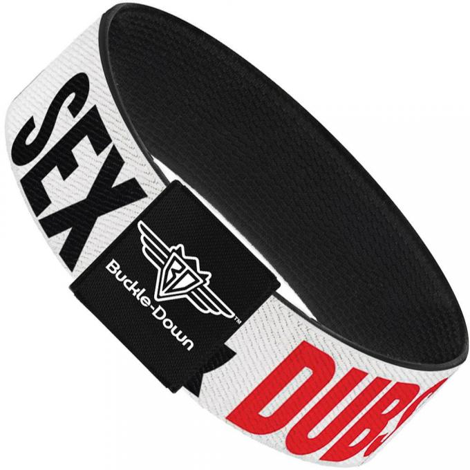 Buckle-Down Elastic Bracelet - SEX DRUGS DUBSTEP White/Black/Red