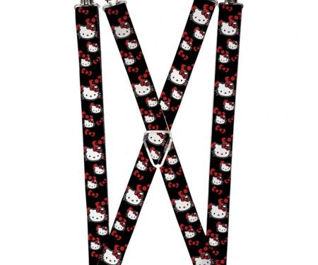 Suspenders - 1.0" - Hello Kitty Multi Face w/Bows Black/Red