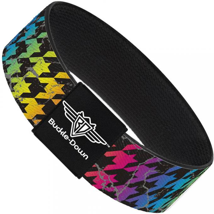 Buckle-Down Elastic Bracelet - Houndstooth Black/Rainbow