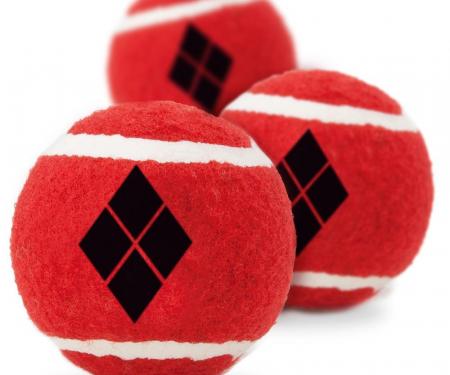 Dog Toy Squeaky Tennis Ball 3-PACK - Harley Quinn Diamond Icon Red/Black