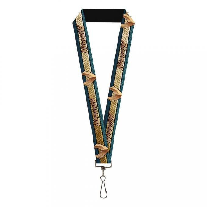 Lanyard - 1.0" - AQUAMAN 2017 Icon/Scales Stripe Blues/Golds