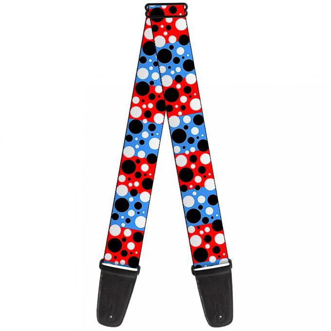 Guitar Strap - Dot Blocks Blue/Red/Black/White