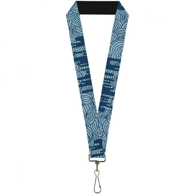 Buckle-Down Lanyard - Doodle1/Paint Drips Blues