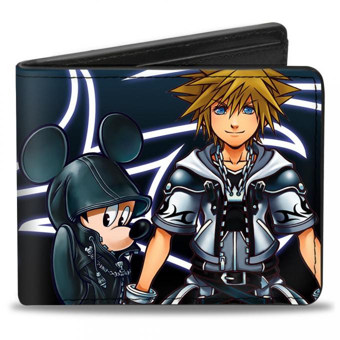 Bi-Fold Wallet - Kingdom Hearts II Organization 13 Mickey/Final Form Sora Pose Tribal Black/White Glow