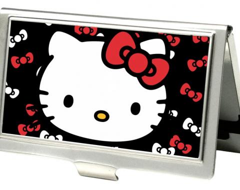 Business Card Holder - SMALL - Hello Kitty CLOSE-UP w/Mini Bows FCG Black/Red/White