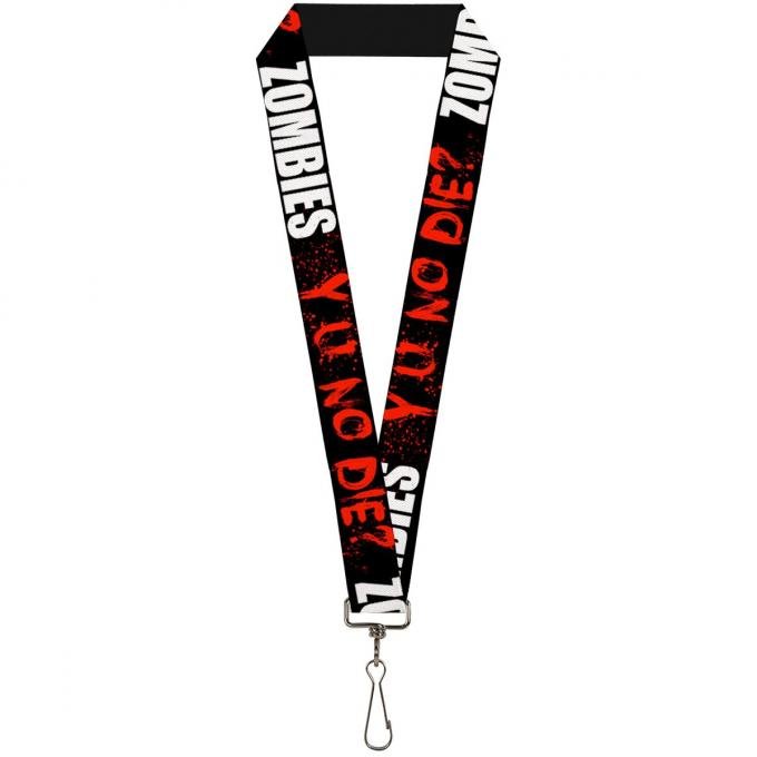Buckle-Down Lanyard - Zombies Y U NO DIE Black/White/Red