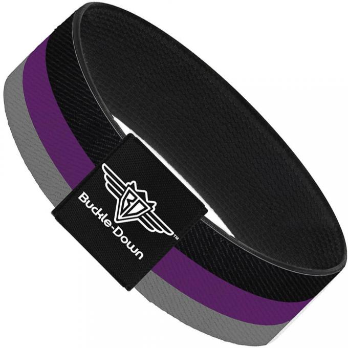 Buckle-Down Elastic Bracelet - Stripes Black/Purple/Gray