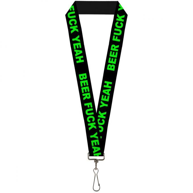 Buckle-Down Lanyard - BEER FUCK YEAH Black/Neon Green