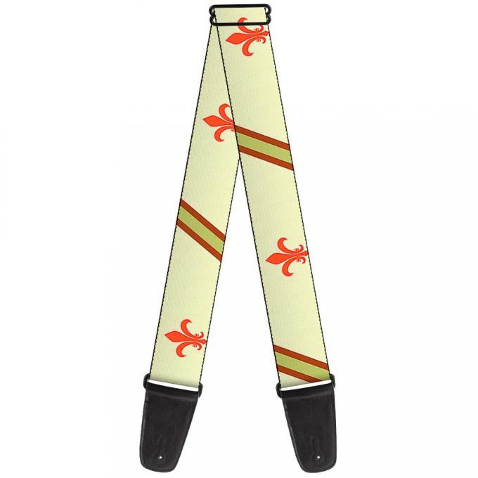 Guitar Strap - Fleur-de-Lis2 Stripes Tan/Orange/Brown/Green