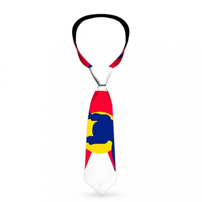 Buckle-Down Necktie - Colorado Flag/Snowboarder Blue/White/Red/Yellow